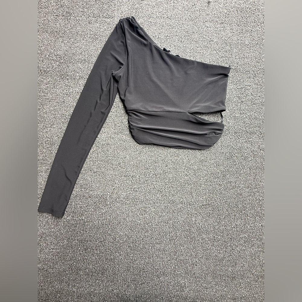 Asymmetric One-Shoulder Black Long-Sleeve Women's Top